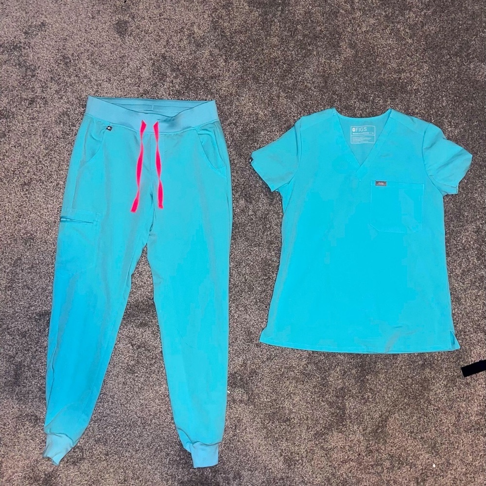 Figs-  TOP ONLY limited edition neon blue size XS